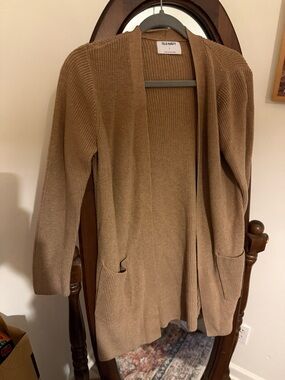 Old Navy Women's Camel Open-Front Knit Cardigan
